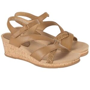 BARETRAPS Size 9 Caramel Brown FARAH Wedge Sandals Cork Heel Neutral Summer